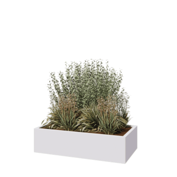 Kruka i stål - Rektangel - 120 x 60 x 30 cm - RAL9010 matt (vit) - Utan bottenplatta