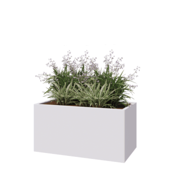 Kruka i stål - Rektangel - 120 x 60 x 60 cm - RAL9010 matt (vit) - Med bottenplatta