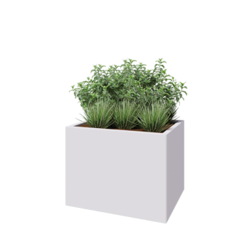 Kruka i stål - Rektangel - 80 x 60 x 60 cm - RAL9010 matt (vit) - Utan bottenplatta