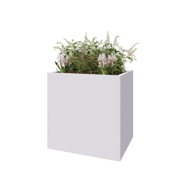 Kruka i stål - Rektangel - 80 x 60 x 80 cm - RAL9010 matt (vit) - Med bottenplatta