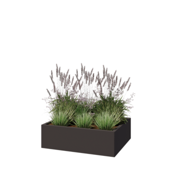 Kruka i stål - Rektangel - 100 x 80 x 30 cm - Annan RAL-färg - Med bottenplatta