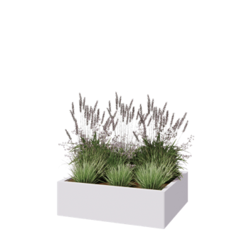 Kruka i stål - Rektangel - 100 x 80 x 30 cm - RAL9010 matt (vit) - Med bottenplatta