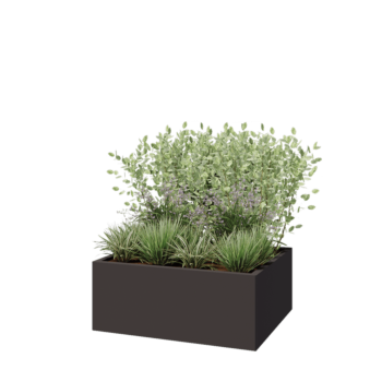 Kruka i stål - Rektangel - 100 x 80 x 40 cm - Annan RAL-färg - Med bottenplatta