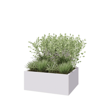 Kruka i stål - Rektangel - 100 x 80 x 40 cm - RAL9010 matt (vit) - Utan bottenplatta