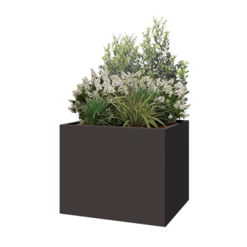 Kruka i stål - Rektangel - 100 x 80 x 80 cm - Annan RAL-färg - Med bottenplatta