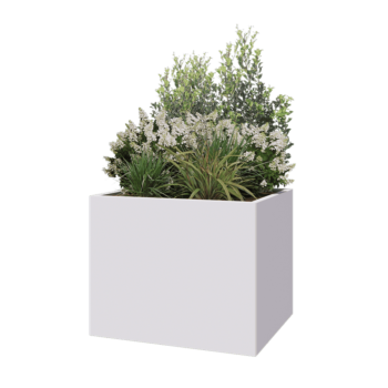 Kruka i stål - Rektangel - 100 x 80 x 80 cm - RAL9010 matt (vit) - Utan bottenplatta