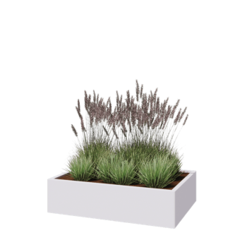 Kruka i stål - Rektangel - 120 x 80 x 30 cm - RAL9010 matt (vit) - Med bottenplatta