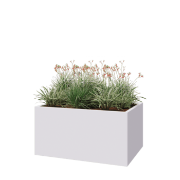 Kruka i stål - Rektangel - 120 x 80 x 60 cm - RAL9010 matt (vit) - Utan bottenplatta