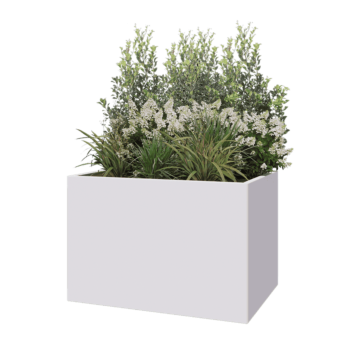 Kruka i stål - Rektangel - 120 x 80 x 80 cm - RAL9010 matt (vit) - Utan bottenplatta