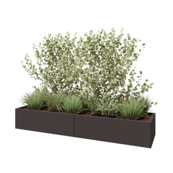 Kruka i stål XXL - Rektangel - 200 x 50 x 30 cm - Annan RAL-färg - Med bottenplatta