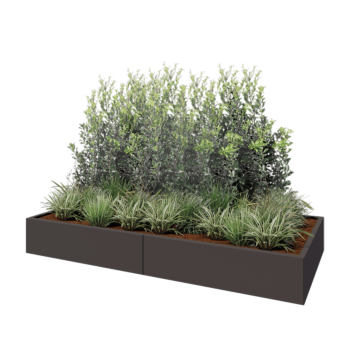 Kruka i stål XXL - Rektangel - 240 x 100 x 30 cm - Annan RAL-färg - Med bottenplatta