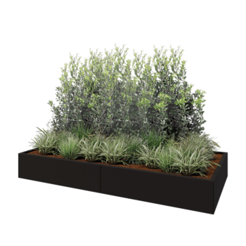 Kruka i stål XXL - Rektangel - 240 x 100 x 30 cm - RAL9005 matt (svart) - Utan bottenplatta