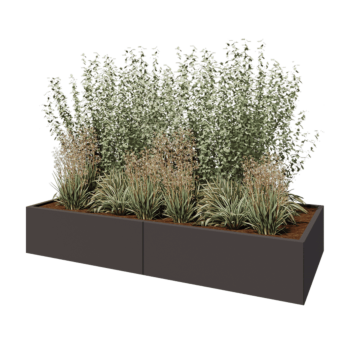 Kruka i stål XXL - Rektangel - 240 x 100 x 40 cm - Annan RAL-färg - Med bottenplatta