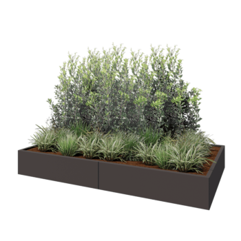 Kruka i stål XXL - Rektangel - 240 x 120 x 30 cm - Annan RAL-färg - Med bottenplatta