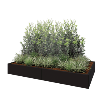 Kruka i stål XXL - Rektangel - 240 x 120 x 30 cm - RAL9005 matt (svart) - Utan bottenplatta