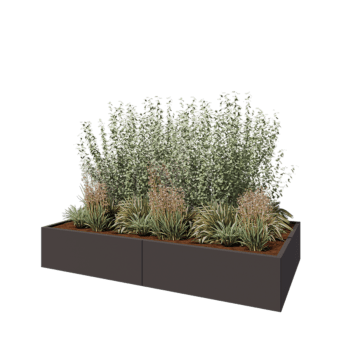 Kruka i stål XXL - Rektangel - 240 x 120 x 40 cm - RAL7016 matt (antracitgrå) - Utan bottenplatta