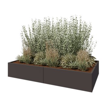 Kruka i stål XXL - Rektangel - 240 x 120 x 40 cm - Annan RAL-färg - Med bottenplatta