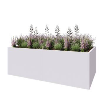 Kruka i stål XXL - Rektangel - 240 x 120 x 80 cm - RAL9010 matt (vit) - Utan bottenplatta