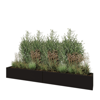 Kruka i stål XXL - Rektangel - 240 x 30 x 30 cm - RAL9005 matt (svart) - Med bottenplatta