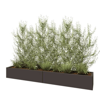 Kruka i stål XXL - Rektangel - 240 x 40 x 30 cm - RAL7016 matt (antracitgrå) - Med bottenplatta