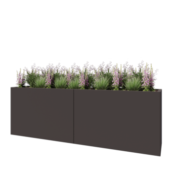 Kruka i stål XXL - Rektangel - 240 x 50 x 80 cm - RAL7016 matt (antracitgrå) - Med bottenplatta