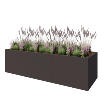 Kruka i stål XXL - Rektangel - 300 x 100 x 80 cm - Annan RAL-färg - Med bottenplatta