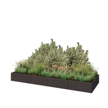 Kruka i stål XXL - Rektangel - 320 x 100 x 30 cm - Annan RAL-färg - Med bottenplatta