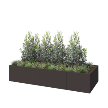 Kruka i stål XXL - Rektangel - 320 x 120 x 60 cm - Annan RAL-färg - Med bottenplatta