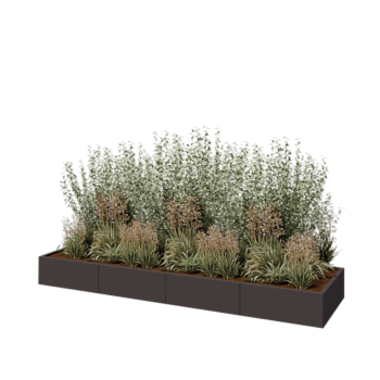 Kruka i stål XXL - Rektangel - 320 x 80 x 30 cm - Annan RAL-färg - Med bottenplatta