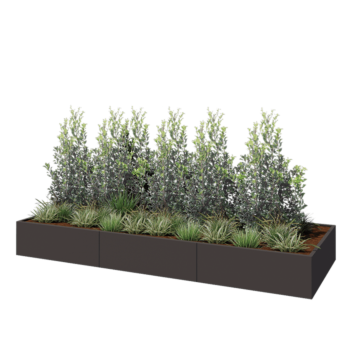 Kruka i stål XXL - Rektangel - 360 x 120 x 40 cm - Annan RAL-färg - Med bottenplatta