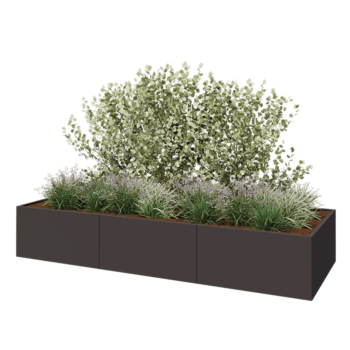 Kruka i stål XXL - Rektangel - 360 x 120 x 60 cm - Annan RAL-färg - Med bottenplatta