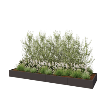 Kruka i stål XXL - Rektangel - 400 x 100 x 30 cm - Annan RAL-färg - Utan bottenplatta