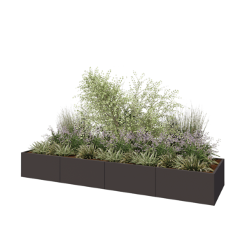 Kruka i stål XXL - Rektangel - 400 x 100 x 50 cm - Annan RAL-färg - Med bottenplatta