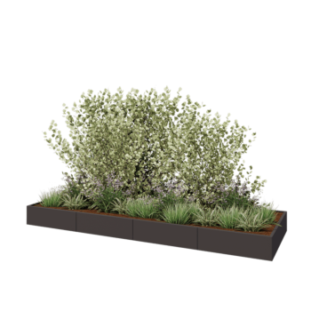 Kruka i stål XXL - Rektangel - 400 x 120 x 30 cm - Annan RAL-färg - Med bottenplatta