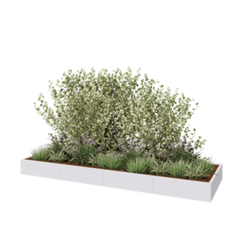 Kruka i stål XXL - Rektangel - 400 x 120 x 30 cm - RAL9010 matt (vit) - Utan bottenplatta