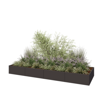 Kruka i stål XXL - Rektangel - 400 x 120 x 40 cm - Annan RAL-färg - Utan bottenplatta