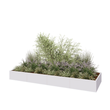 Kruka i stål XXL - Rektangel - 400 x 120 x 40 cm - RAL9010 matt (vit) - Utan bottenplatta