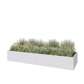 Kruka i stål XXL - Rektangel - 400 x 120 x 60 cm - RAL9010 matt (vit) - Utan bottenplatta