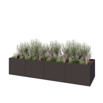 Kruka i stål XXL - Rektangel - 400 x 120 x 80 cm - Annan RAL-färg - Med bottenplatta