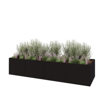 Kruka i stål XXL - Rektangel - 400 x 120 x 80 cm - RAL9010 matt (vit) - Utan bottenplatta