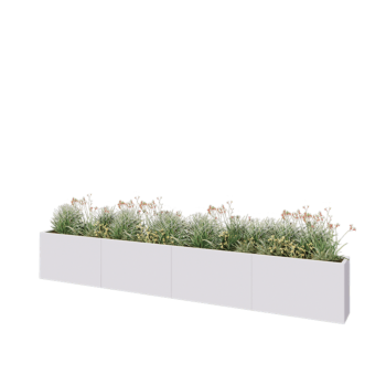 Kruka i stål XXL - Rektangel - 400 x 30 x 60 cm - RAL9010 matt (vit) - Utan bottenplatta