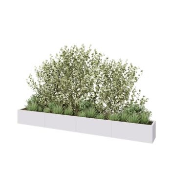 Kruka i stål XXL - Rektangel - 400 x 40 x 40 cm - RAL9010 matt (vit) - Utan bottenplatta