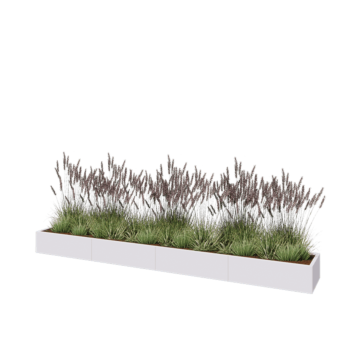 Kruka i stål XXL - Rektangel - 400 x 50 x 30 cm - RAL9010 matt (vit) - Med bottenplatta