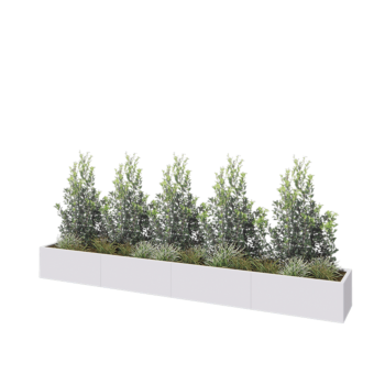 Kruka i stål XXL - Rektangel - 400 x 50 x 40 cm - RAL9010 matt (vit) - Utan bottenplatta