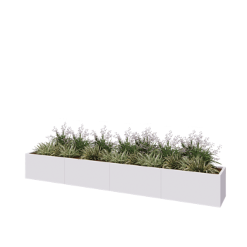 Kruka i stål XXL - Rektangel - 400 x 50 x 50 cm - RAL9010 matt (vit) - Utan bottenplatta