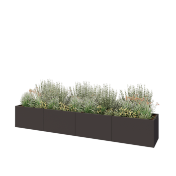 Kruka i stål XXL - Rektangel - 400 x 60 x 60 cm - Annan RAL-färg - Utan bottenplatta