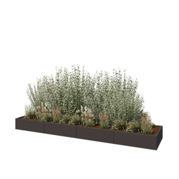 Kruka i stål XXL - Rektangel - 400 x 80 x 30 cm - Annan RAL-färg - Utan bottenplatta