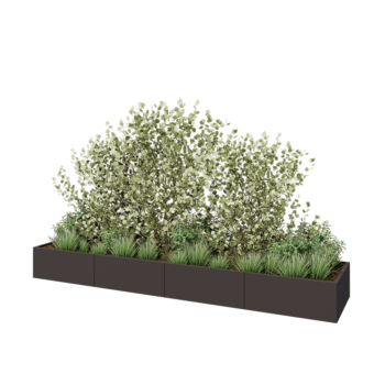 Kruka i stål XXL - Rektangel - 400 x 80 x 40 cm - Annan RAL-färg - Med bottenplatta