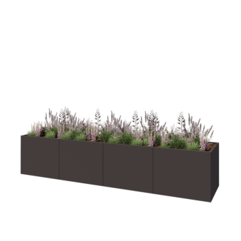 Kruka i stål XXL - Rektangel - 400 x 80 x 80 cm - Annan RAL-färg - Med bottenplatta