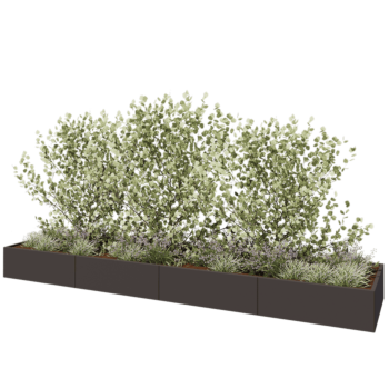 Kruka i stål XXL - Rektangel - 480 x 100 x 40 cm - Annan RAL-färg - Utan bottenplatta